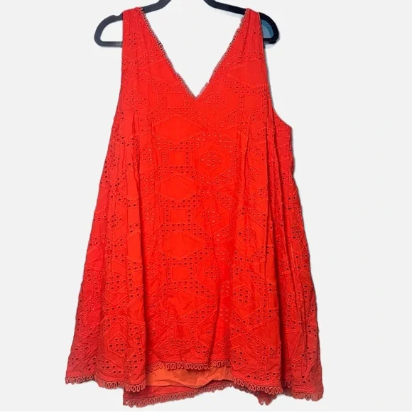 Anthropologie Maeve Eyelet Collection Sleeveless Coral Orange Dress size XL - Picture 3 of 6